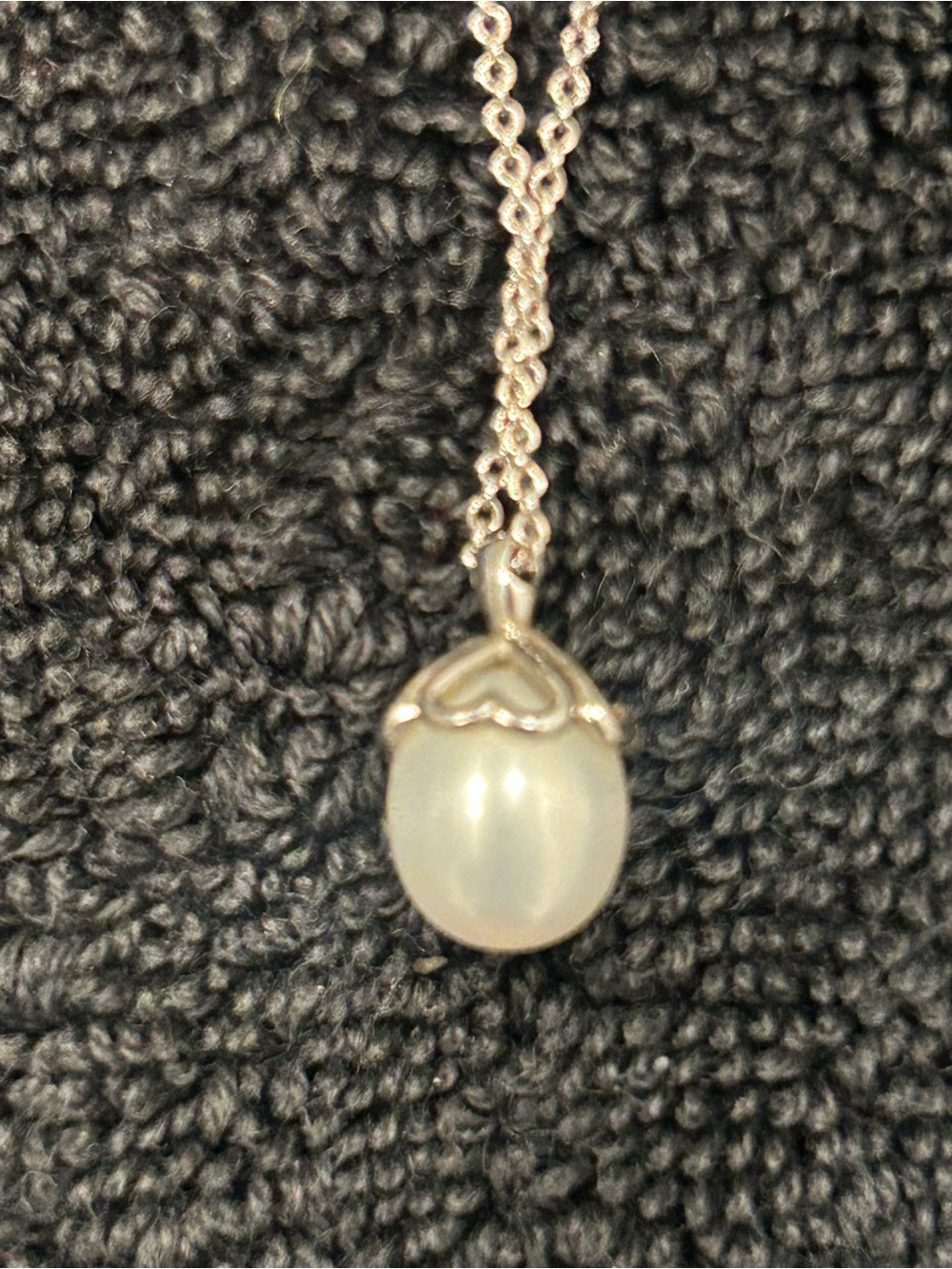 Tiffany & Co. Silver Necklace with White Pearl Drop